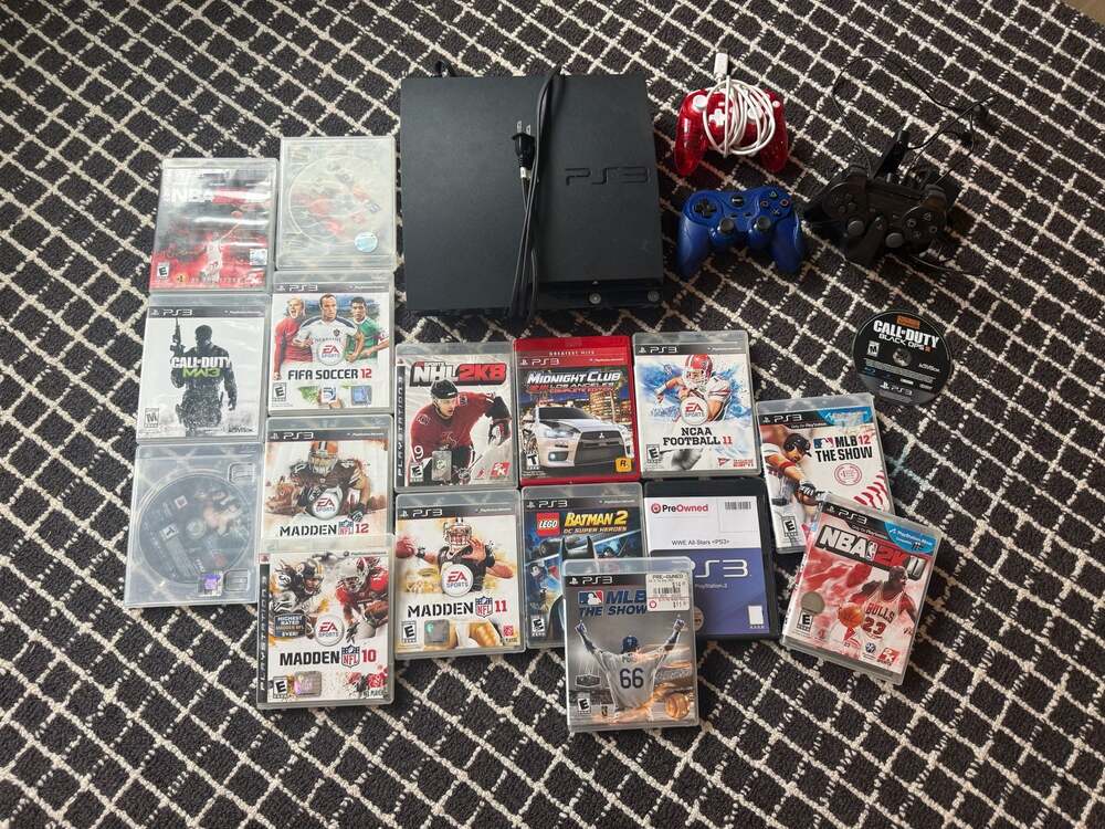 Sony PlayStation 3 Slim Console Bundle with 15 Games and 3 Controllers